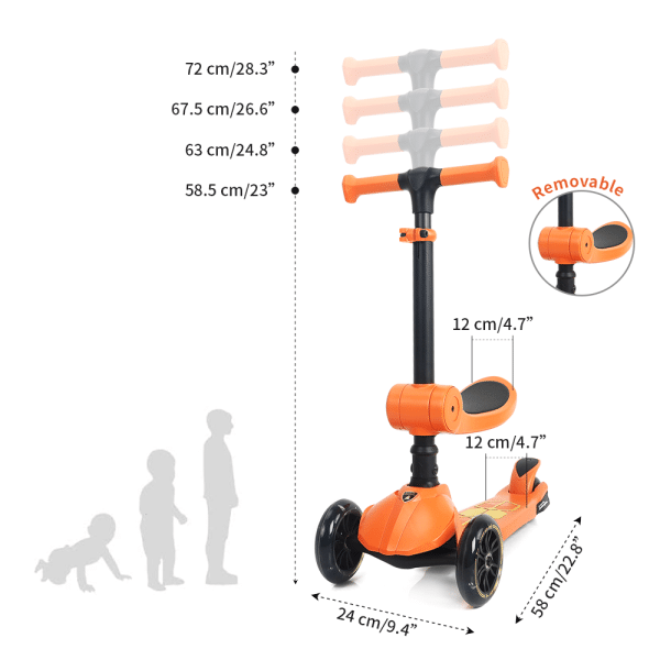 dimension of Lamborghini Kids Scooter L5 2in1